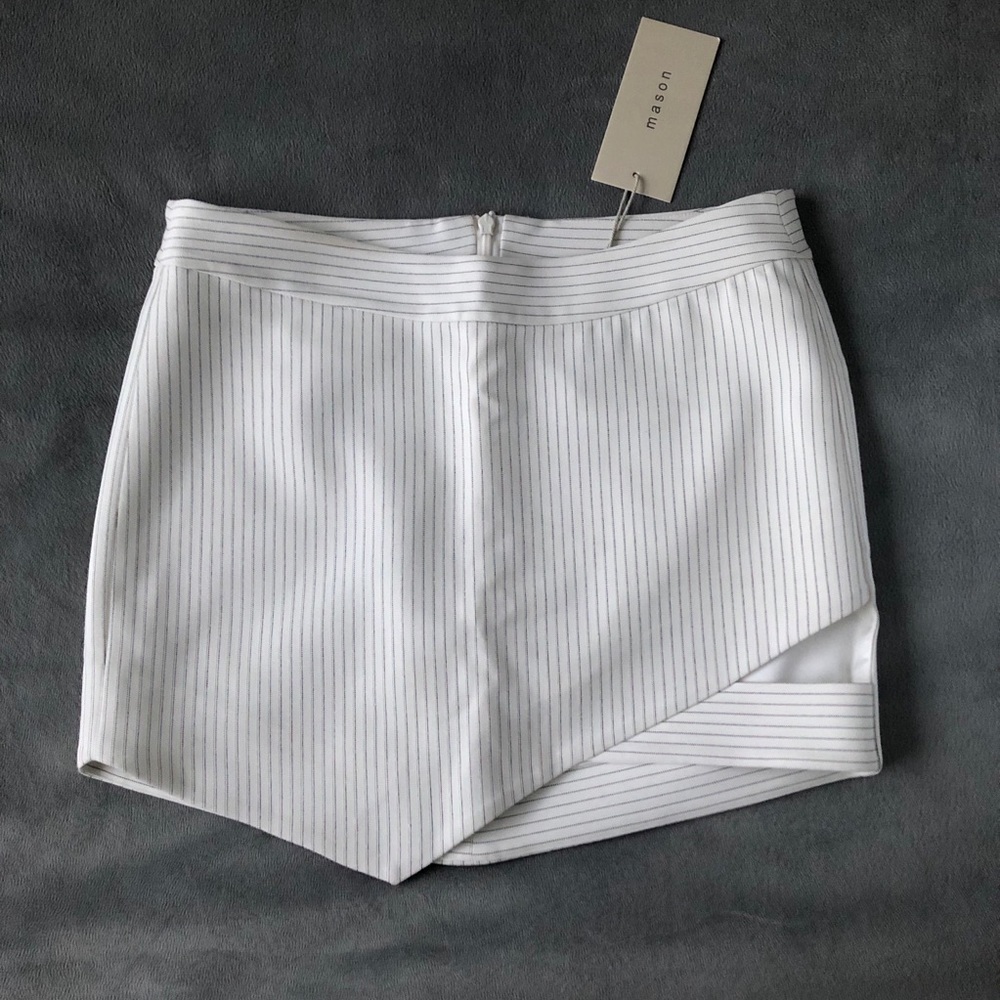 Michelle Mason Cutout Miniskirt Ivory Stripe